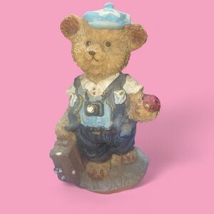 Adorable Bear Figurine with Blue Outfit